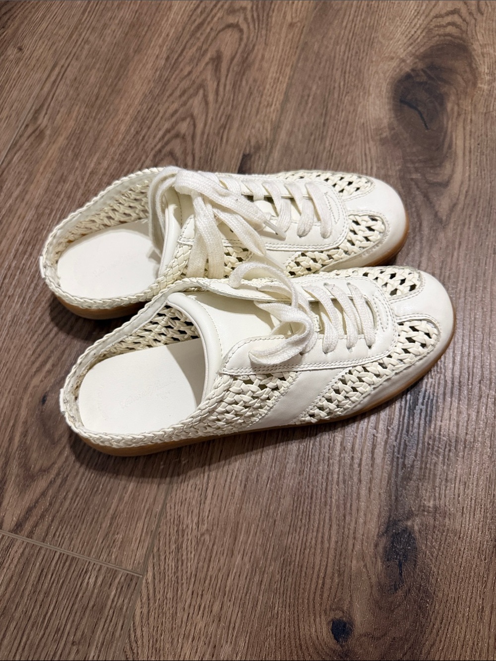 Universal Thread Cream Woven Lace-Up Mule Sneakers